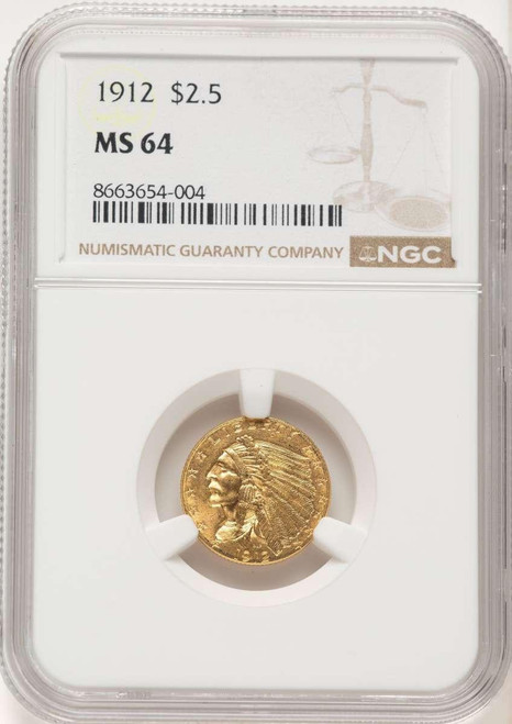 Bullionshark 1912 $2.5 Indian Gold Quarter Eagle Coin NGC MS64 - HAT783705008 