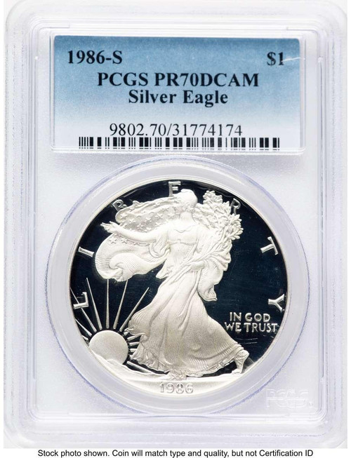 Bullionshark 1986-S S$1 Proof American Silver Eagle Coin PCGS PR70 DCAM - HAT763966018 