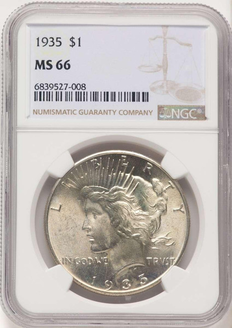 Bullionshark 1935 S$1 Peace Silver Dollar Coin NGC MS66 - HAT522470055 