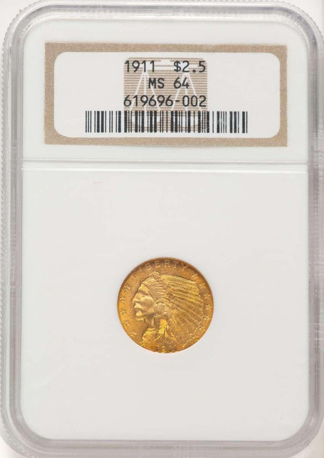 Bullionshark 1911 $2.5 Indian Gold Quarter Eagle Coin NGC MS64 - HAT781583007 