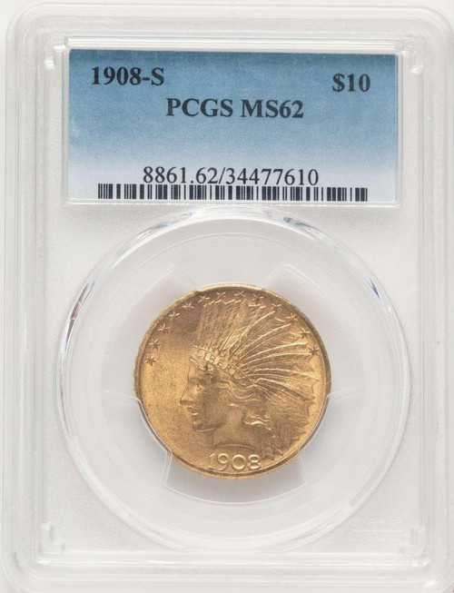 Bullionshark 1908-S $10 Indian Gold Eagle Coin PCGS MS62 - HAT784014034 