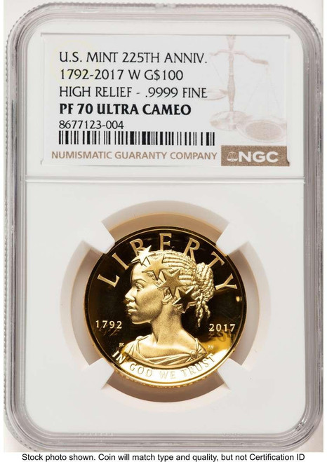 Bullionshark 2017-W $100 Gold High Relief Coin NGC MS70 UCAM    American Liberty - HAT780121016 