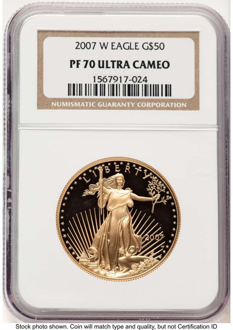 Bullionshark 2007-W $50 Proof 1 oz American Gold Eagle Coin NGC PF70 UCAM - HAT522240216 