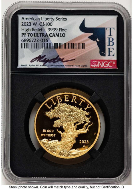Bullionshark 2023-W $100 Gold High Relief Coin NGC MS70 UCAM    American Liberty - HAT784375103 