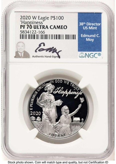 Bullionshark 2020-W $100 Proof Platinum Eagle "Happiness" NGC PF70 HAT784188006 