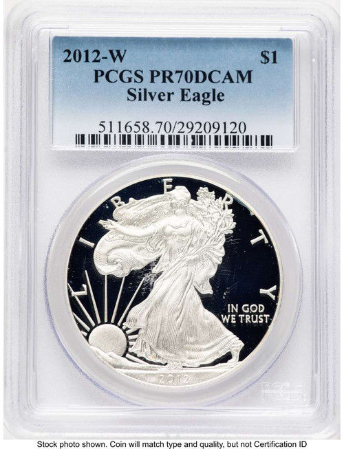 2012-W S$1 Proof American Silver Eagle Coin PCGS PR70 DCAM coin front image