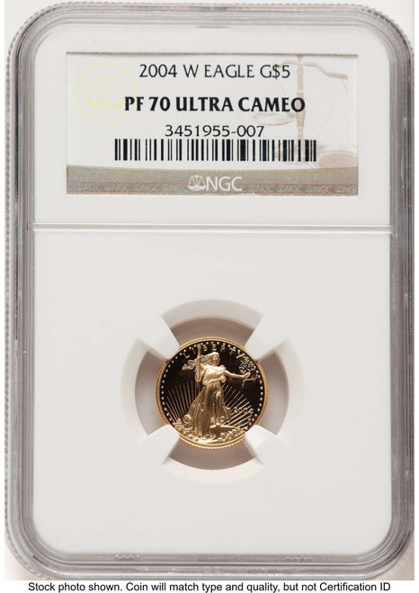 2004-W $5 Proof 1/10 oz American Gold Eagle Coin NGC PF70 UCAM coin front image