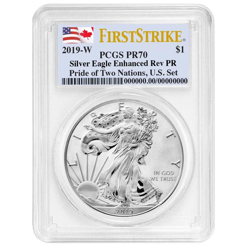 2019-W American Silver Eagle Enhanced Reverse Proof PCGS PR70 FS Pride of Two Nations Set