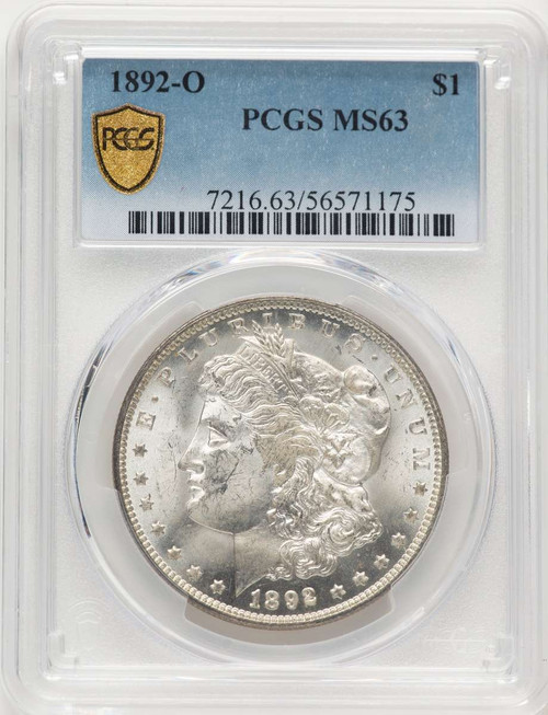 1892-O S$1 Morgan Silver Dollar Coin PCGS MS63 coin front image