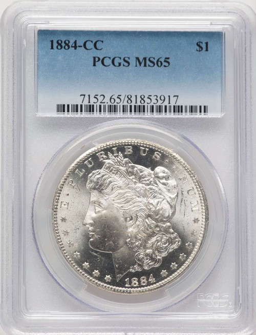 1884-CC S$1 Morgan Silver Dollar Coin PCGS MS65 coin front image
