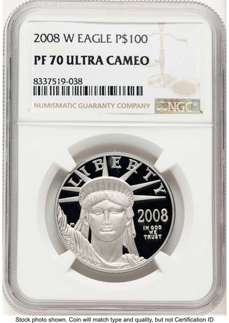 2008-W $100 Proof Modern Bullion Coin NGC PF70   One-Ounce Platinum Eagle - Statue of Liberty coin front image