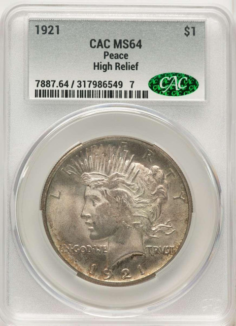 Bullionshark 1921 S$1 Peace Silver Dollar Coin CACG MS64 - HAT781073009 