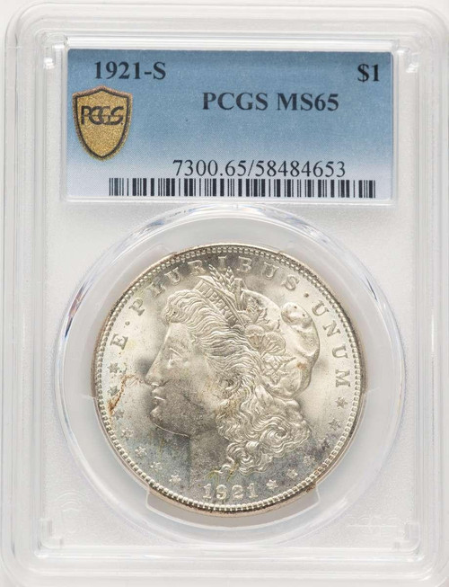 Bullionshark 1921-S S$1 Morgan Silver Dollar Coin PCGS MS65 - HAT785552002 