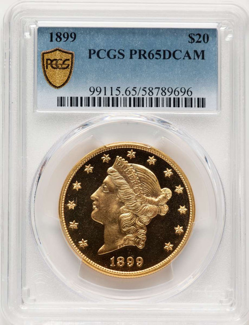 1899 $20 Proof Liberty Gold Double Eagle	 PCGS PR65 DCAM coin front image