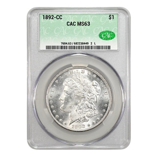 1892-CC Morgan Silver Dollar CACG MS63