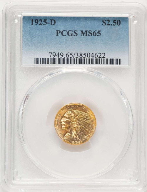 Bullionshark 1925-D $2.5 Indian Gold Quarter Eagle Coin PCGS MS65 - HAT783713015 