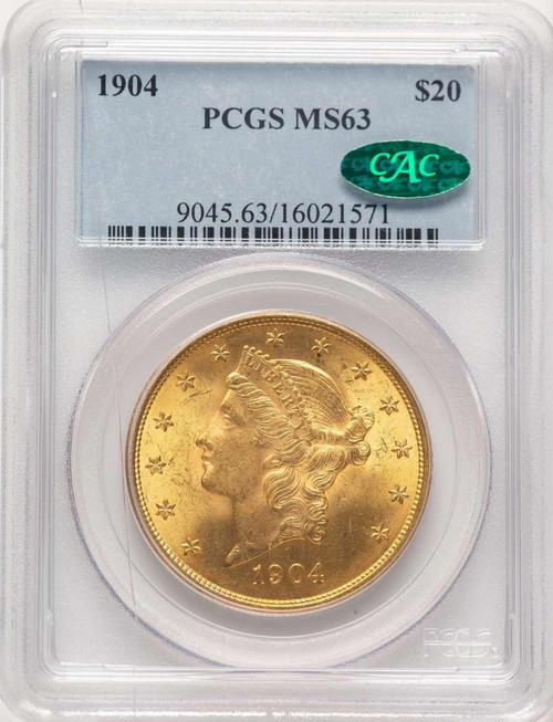 Bullionshark 1904 $20 Liberty Gold Double Eagle PCGS MS63  CAC - HAT522366009 