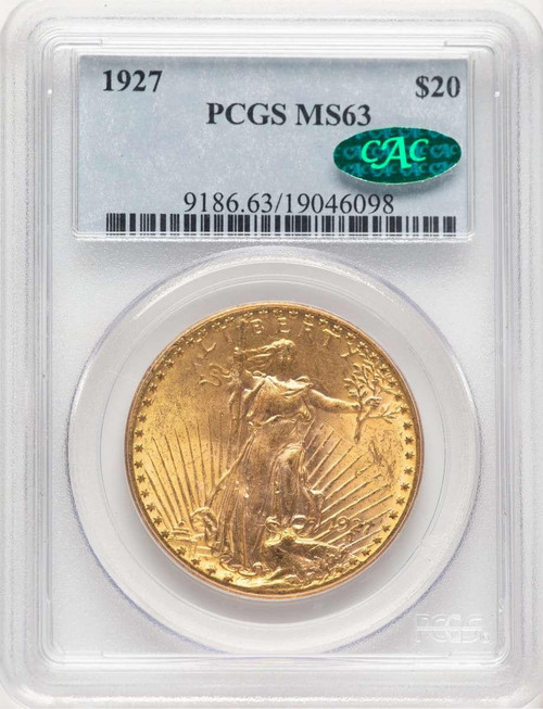 Bullionshark 1927 $20 Saint Gaudens Double Eagle PCGS MS63  CAC - HAT778957030 