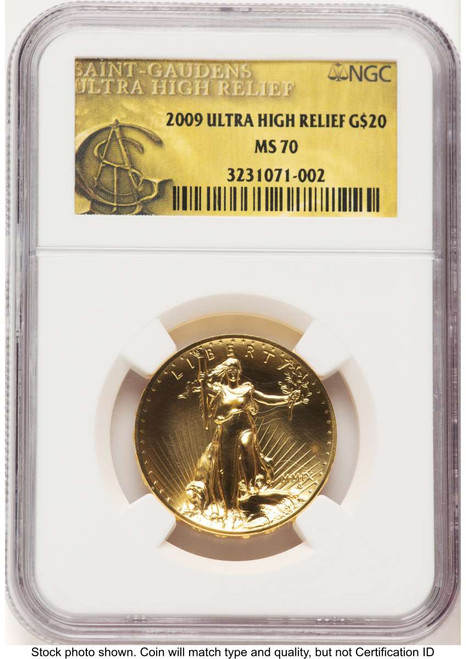 2009 $20 Gold High Relief Coin NGC MS70   One-Ounce Gold Ultra  Twenty Dollar coin front image
