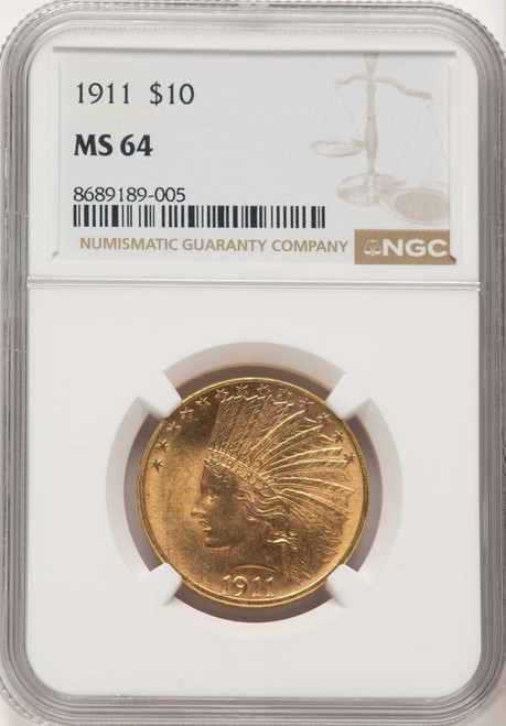 1911 $10 Indian Gold Eagle Coin NGC MS64 coin front image