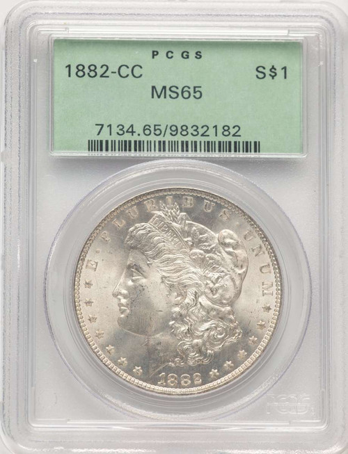 1882-CC S$1 Morgan Silver Dollar Coin PCGS MS65 coin front image