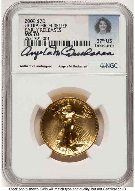 2009 $20 Gold High Relief Coin NGC MS70   One-Ounce Gold Ultra  Twenty Dollar - First Strike coin front image