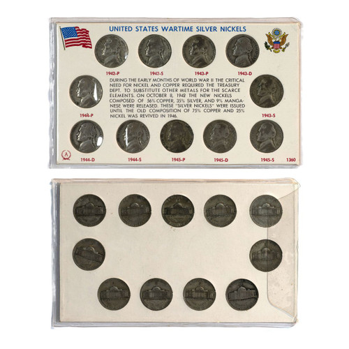 United States Wartime Silver Nickels Complete Set (1942–1945)