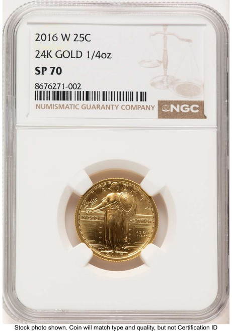 2016-W 25C Modern Bullion Coin NGC MS70   Standing Liberty - Quarter-Ounce Gold - 100th Anniversary coin front image