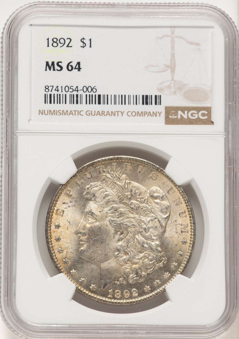 1892 S$1 Morgan Silver Dollar Coin NGC MS64 coin front image