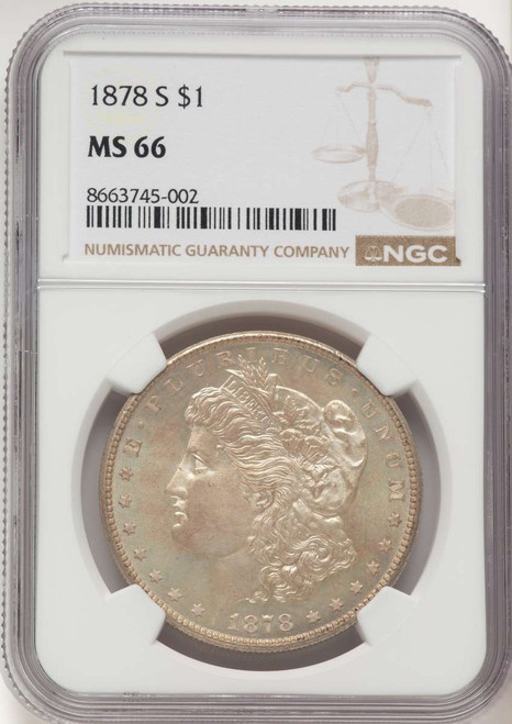 1878-S S$1 Morgan Silver Dollar Coin NGC MS66 coin front image