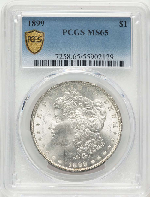 1899 S$1 Morgan Silver Dollar Coin PCGS MS65 coin front image