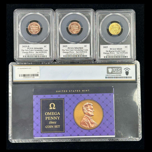  2025 Omega Privy Lincoln Cent Three-Coin Set 