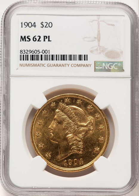 1904 $20 Liberty Gold Double Eagle NGC MS62 coin front image