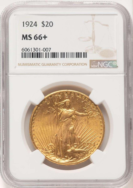 Bullionshark 1924 $20 Saint Gaudens Double Eagle NGC MS66  + - HAT781284003 