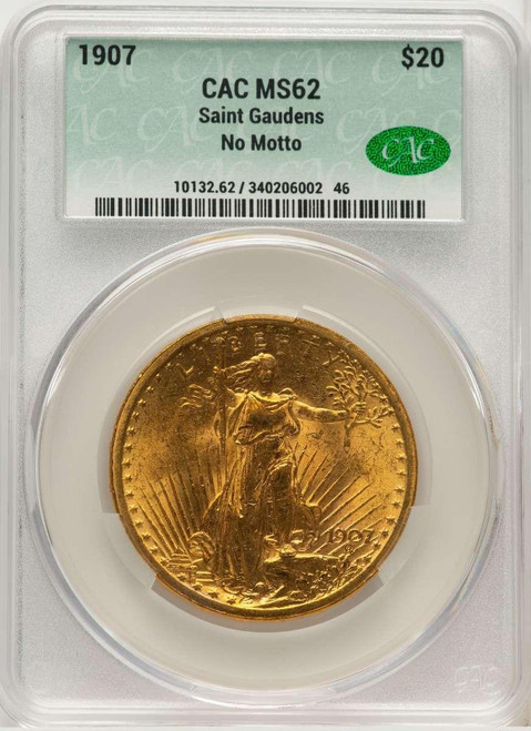 Bullionshark 1907 $20 Saint Gaudens Double Eagle CACG MS62 - HAT507143008 