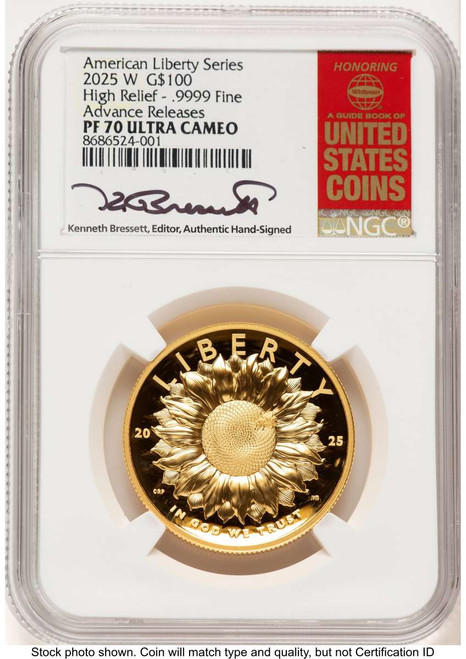 2025-W $100 Gold High Relief Coin NGC MS70 UCAM    American Liberty - Advanced Release coin front image