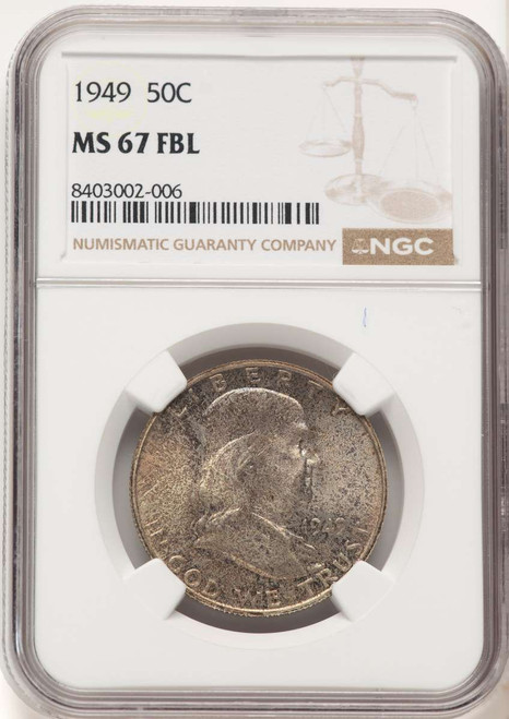 1949 50C Franklin Half Dollar Coin NGC MS67 coin front image