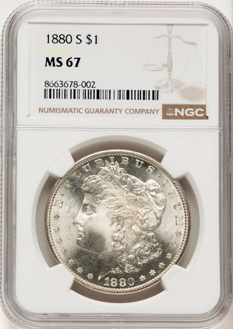 1880-S S$1 Morgan Silver Dollar Coin NGC MS67 coin front image