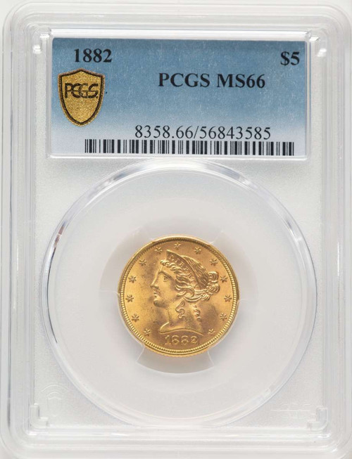 1882 $5 Liberty Gold Half Eagle Coin PCGS MS66 coin front image