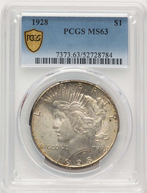 1928 S$1 Peace Silver Dollar Coin PCGS MS63 coin front image