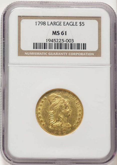 Bullionshark 1798 $5 Early Half Eagle Coin NGC MS61   Large Eagle - Large 8 - 13 Stars Reverse - HAT785343002 