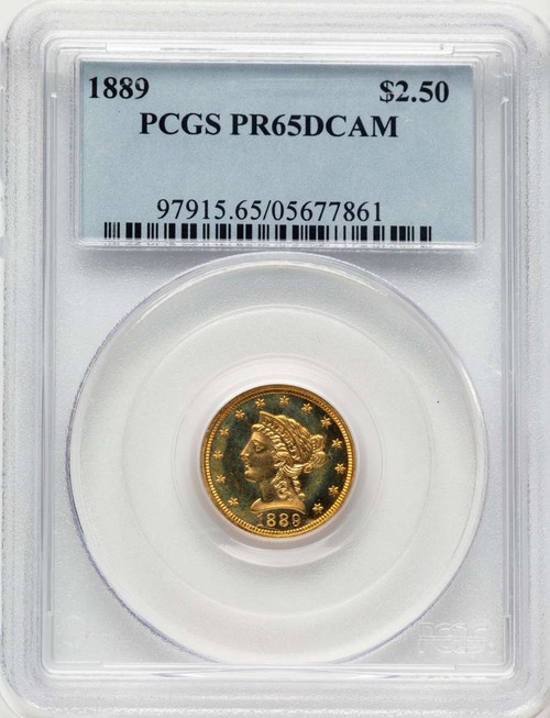 1889 $2.5 Proof Liberty Gold Quarter Eagle Coin PCGS PR65 DCAM coin front image