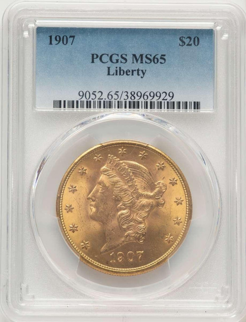 Bullionshark 1907 $20 Liberty Gold Double Eagle PCGS MS65 - HAT786600031 