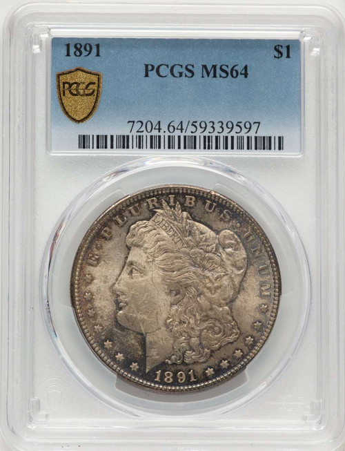 1891 S$1 Morgan Silver Dollar Coin PCGS MS64 coin front image