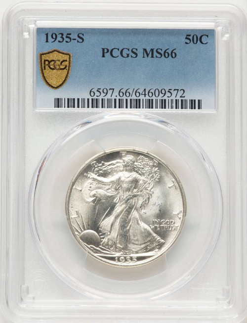 1935-S 50C Walking Liberty Half Dollar Coin PCGS MS66 coin front image