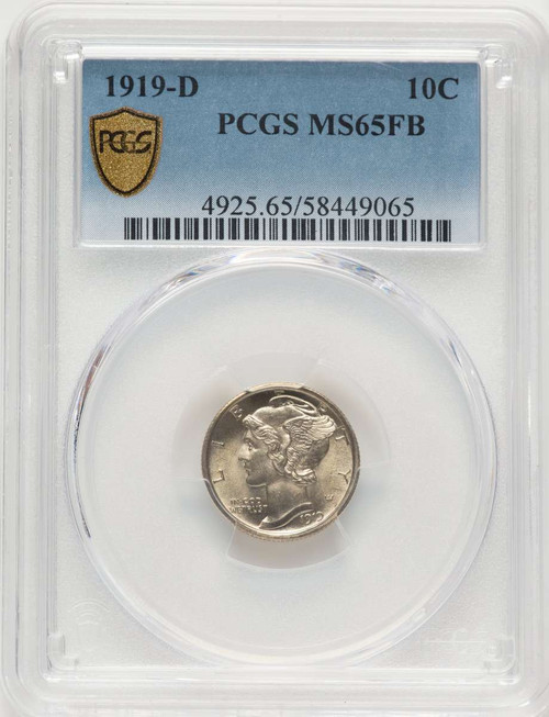 1919-D 10C Mercury Dime Coin PCGS MS65 coin front image
