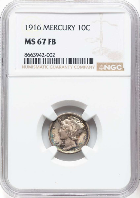 1916 10C Mercury Dime Coin NGC MS67 coin front image