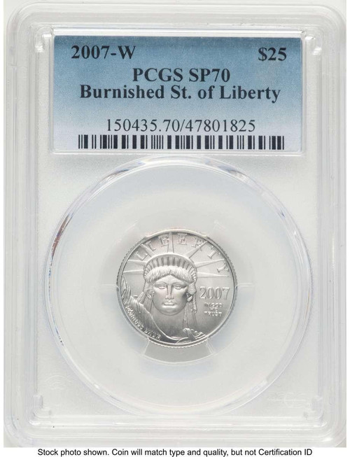 Bullionshark 2007-W $25 Burnished 1/4 oz Platinum Eagle Coin PCGS MS70 - HAT765724011 