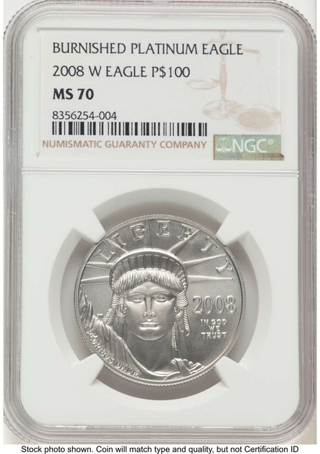 2008-W $100 Burnished Modern Bullion Coin NGC MS70   One-Ounce Platinum Eagle coin front image