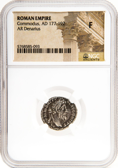Roman Silver Denarius of Commodus (AD 177-192) NGC (F)